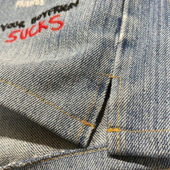 REDONE Reformation Vintage Levi’s embroidered high rise jean shorts size 26 NWT - Picture 13 of 14